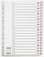 Plastregister Esselte A4 1-20 grå m/kartonforblad